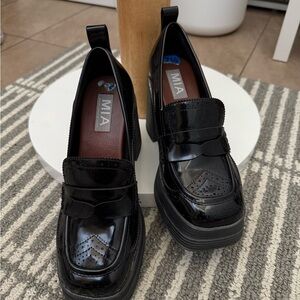 MIA Black Platform Loafers with Chunky Sole